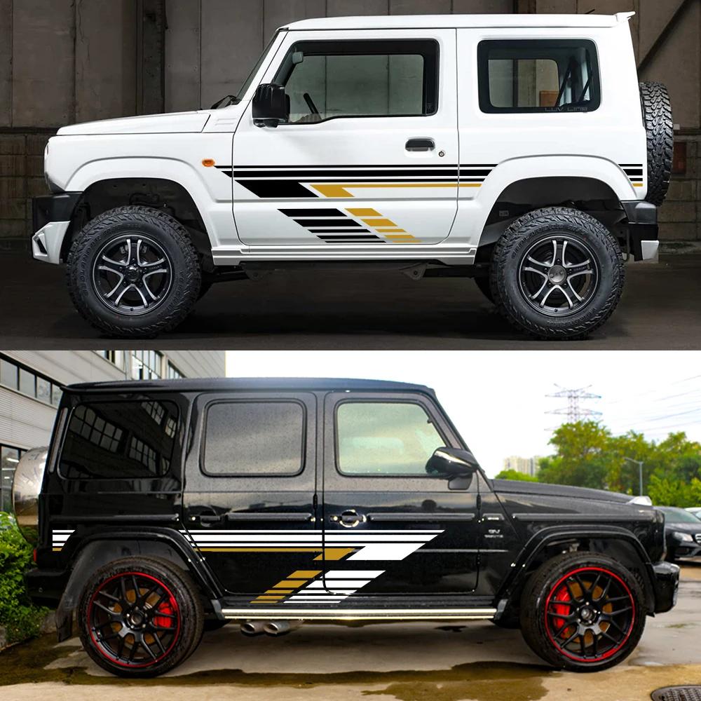 Боковые полосы на двери автомобиля Наклейки на кузов Комплект полос Для SUZUKI JIMNY JB64W JB74W Водонепроницаемая виниловая пленка Аксессуары для экстерьера автомобиля