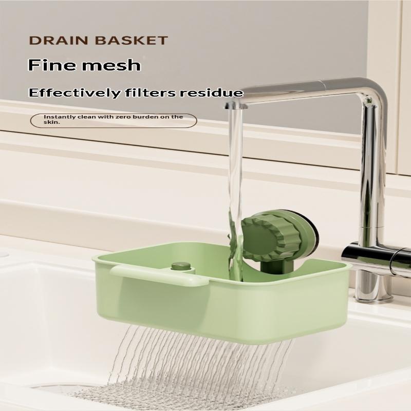 Sink Drain Strainer Basket Sink Washing Basin Anti Leak Filter Basin Suction Cup Rack One Click Press Type Grid Drain Storage