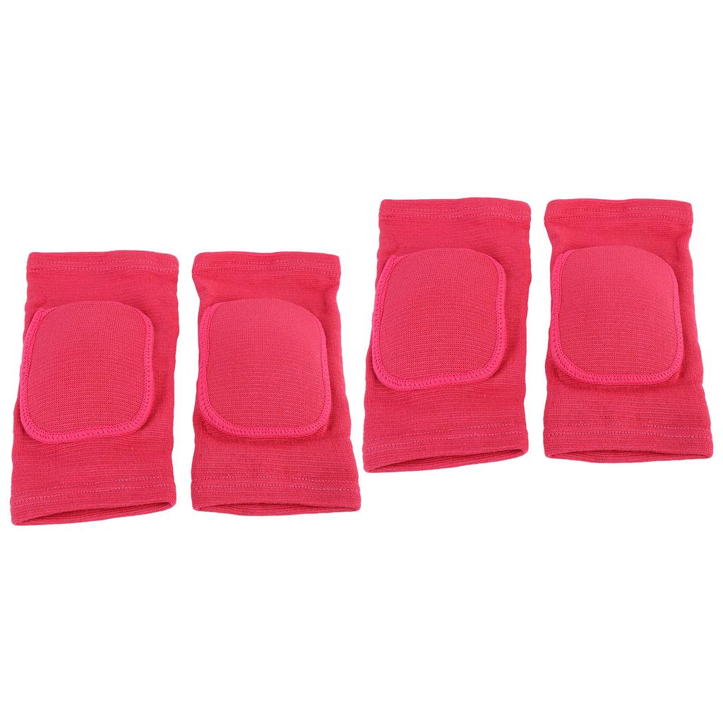 2 Pairs Knee Sleeves High Elastic Breathable Knee Protector Pads for Ice Hockey Skating Running Rose