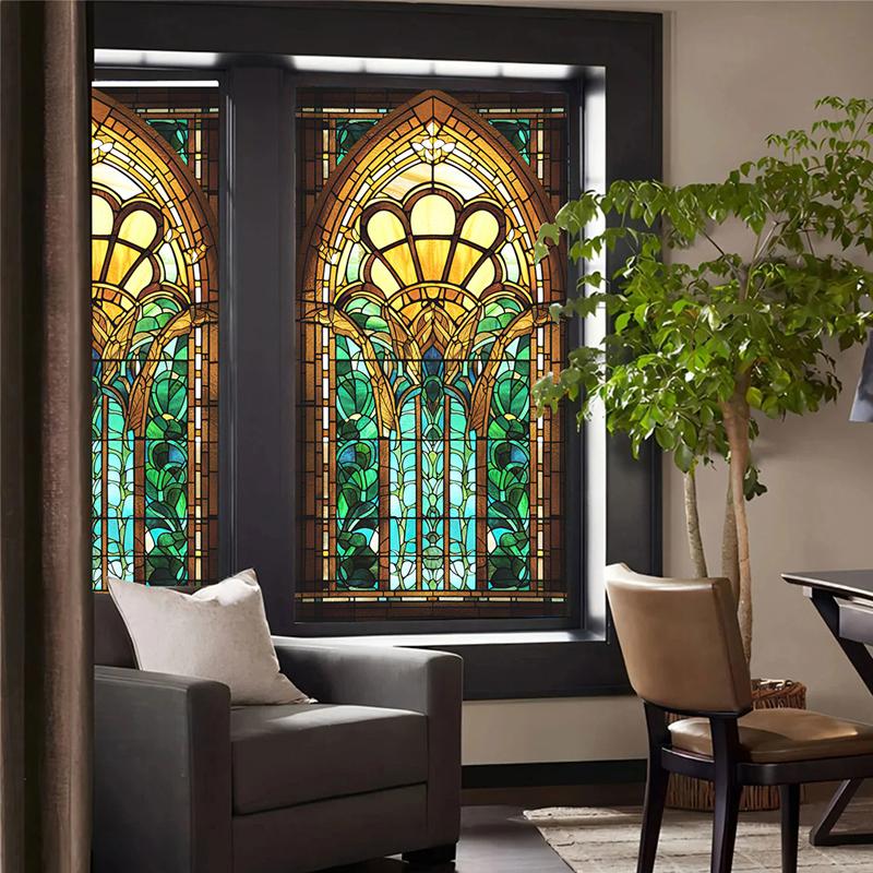 Ретро Арт-стекло Пленка Европейский стиль Витраж Церковное искусство Приватность Окна Наклейки Непрозрачный Отель Клуб Веранда Окно Декор Пленка