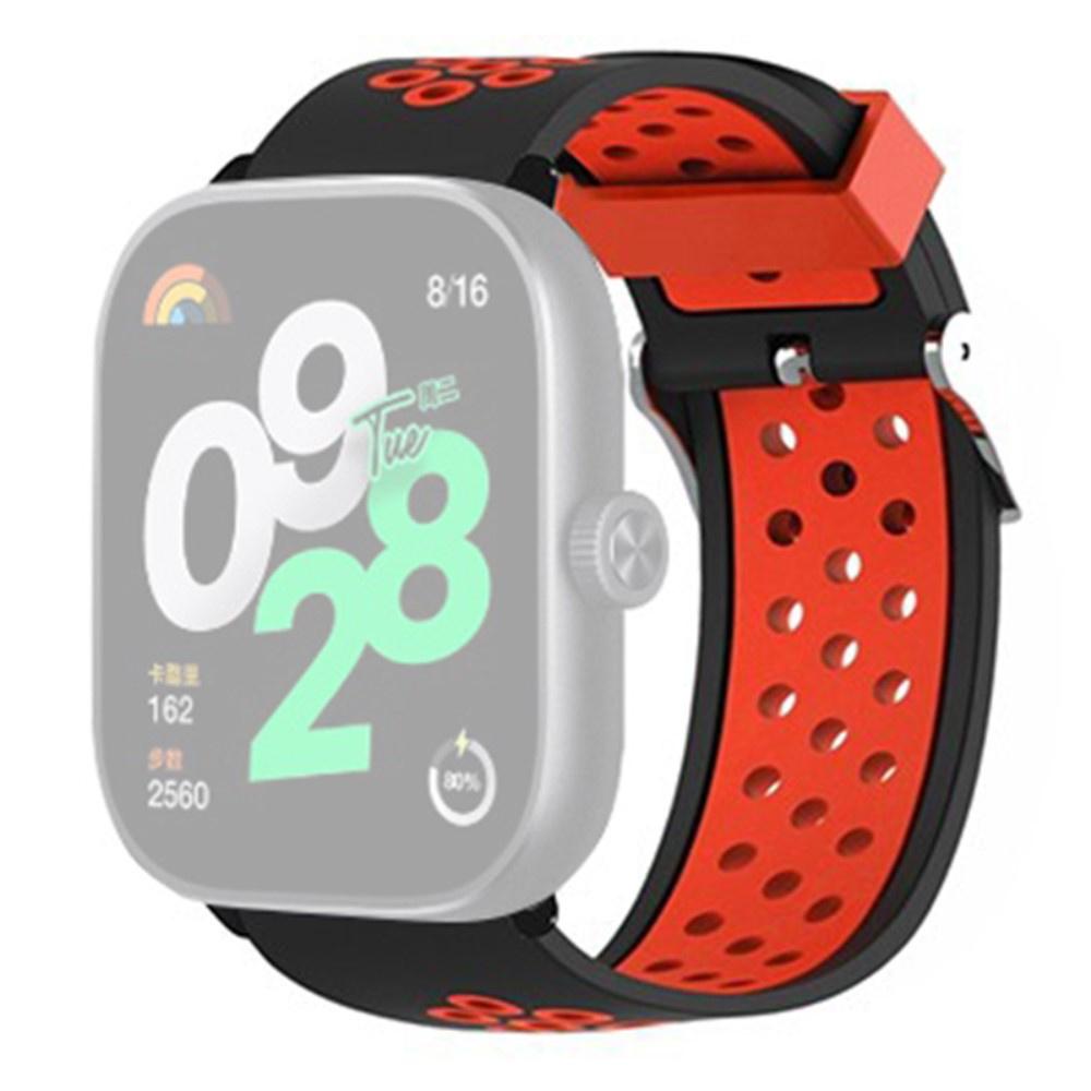 Silicone Strap for Xiaomi Redmi Watch 4, Black/Red