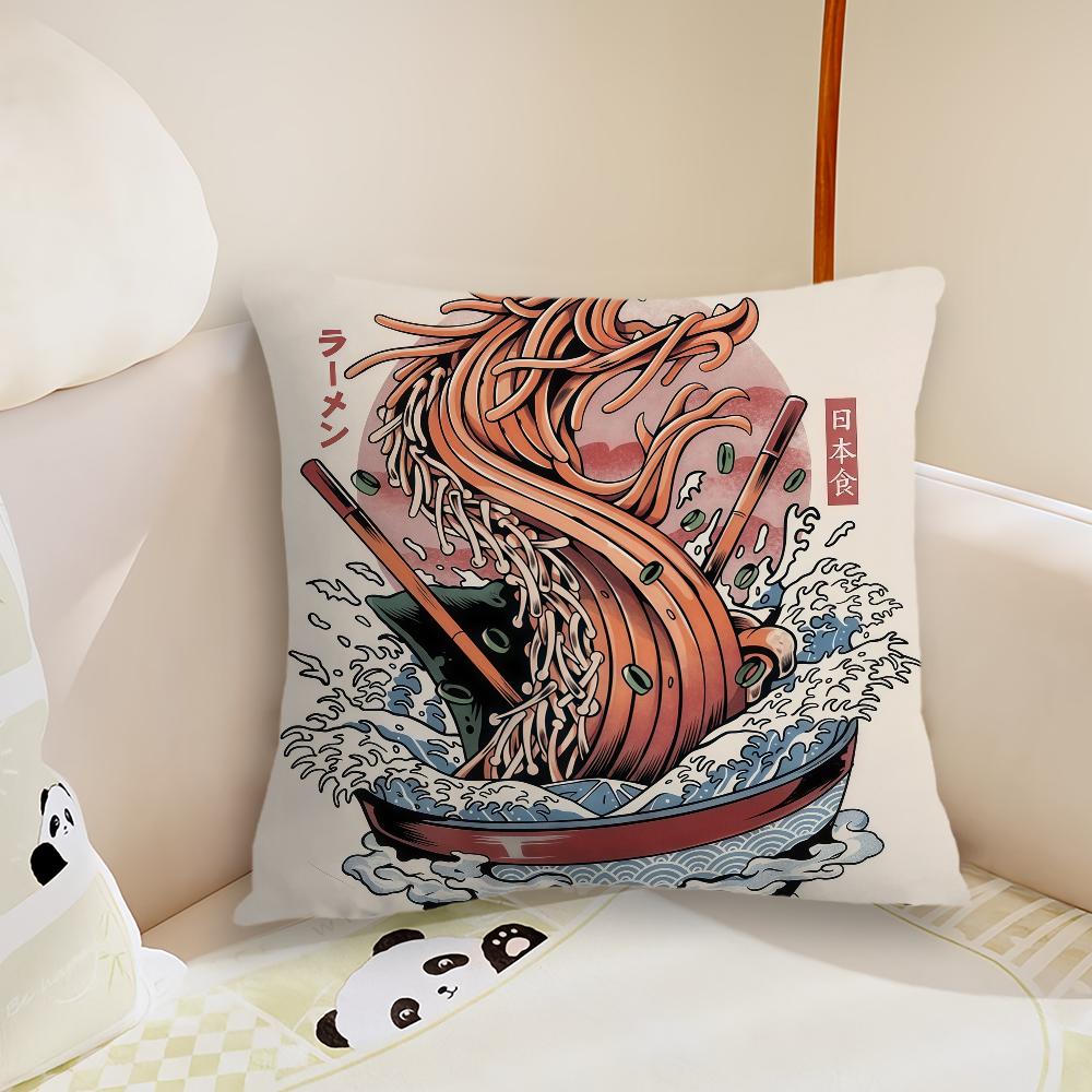 The Great Ramen Kanagawa cushion cover Pillow Case Plush Fabric Soft Double Sided Print Sofa Cushion Cover Throw Pillow Covers