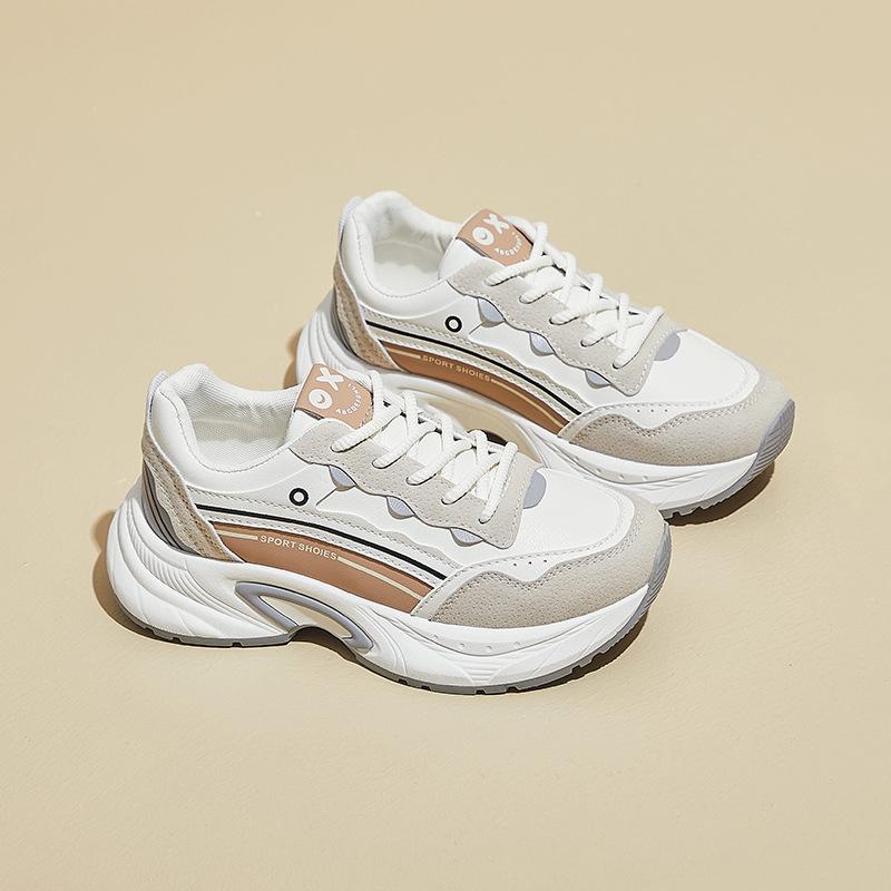 Повседневные удобные кроссовки для женщин, прогулочные туфли на толстой платформе, женские спортивные теннисные туфли со шнуровкой, противоскользящие, из искусственной кожи, для тренировок и бега