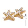 Ocean Style Imitation Pearls Starfish Stud Earrings Stainless Steel Casting Exquisite Summer Holiday Beach Jewelry Gift