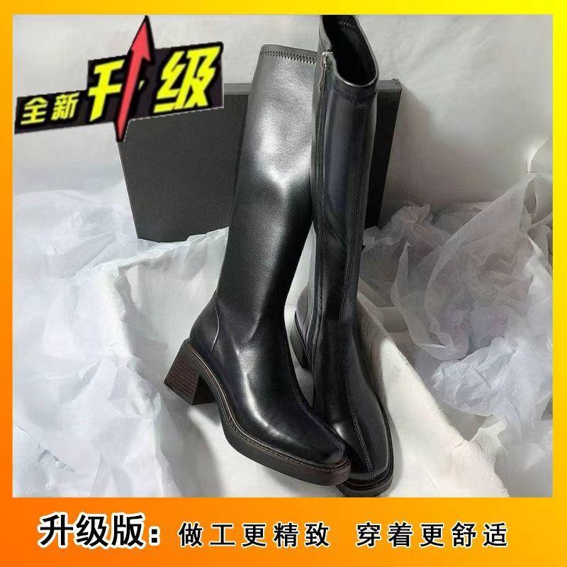 Side Zipper But Knee High Boots 2025 Autumn and Winter New Retro Thick Heel Boots Children's Tall and Thin Boots