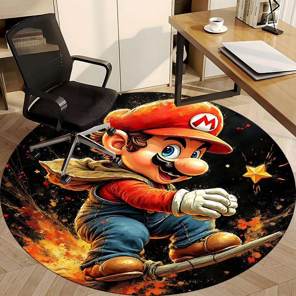 1pc Mario Adventure Office Round Area Rug, Indoor Mat Suitable For Office,Bedroom Living Room Home Decor, Room Deco a0928184