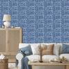 Polynesian Geometric Pattern Wallpaper Blue 50x1000