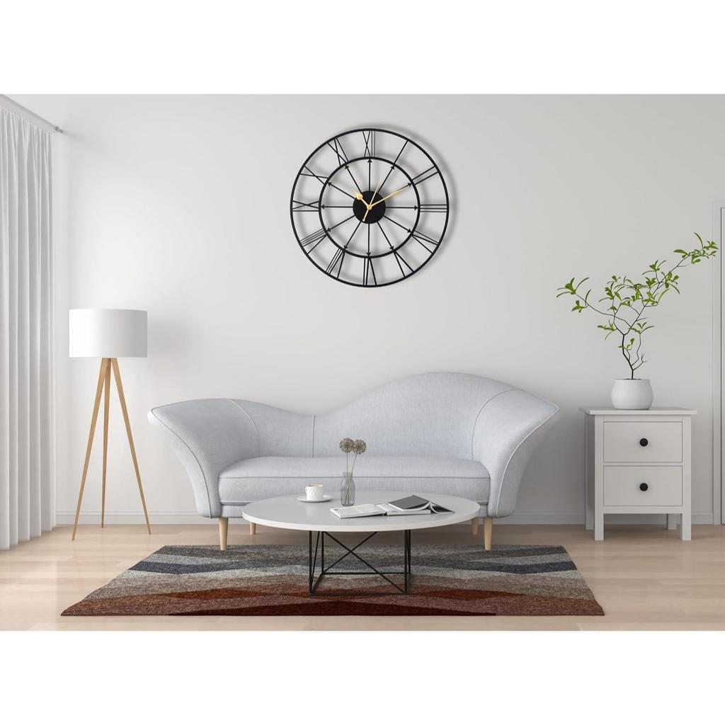 Настенные часы для дома, офиса, гостиной, спальни, детской комнаты и кухни (37 x 37 см) | Стильный Современный Домашний Декор | Черный Цвет (Включенная батарея)