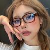 Retro Square Oval Frame Anti Blue Light Glasses Red Thick Frame Plain Eyes Glasses Korean Fashion Female Eye Protection Eyewear