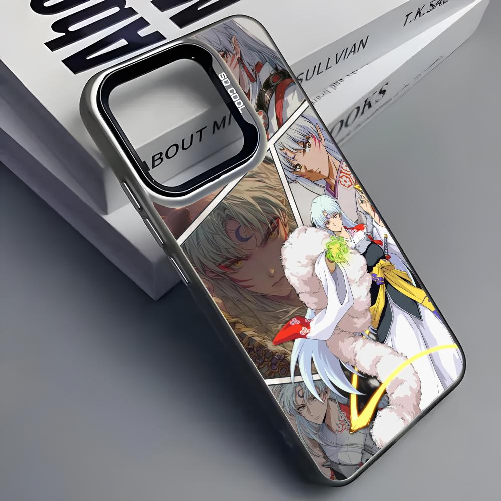 I-Inuyasha S-Sesshomaru Phone Case For iPhone 16 15 14 13 12 11 Pro Max Grey Black Matte Laser Metallic Aurora Funda