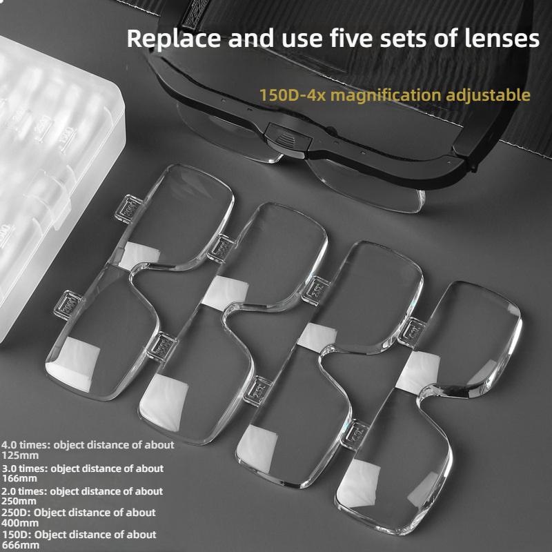 USB rechargeable 5 sets of different magnification spectacle reading magnifiers with light reading glasses and myopia glasses 12539DC2