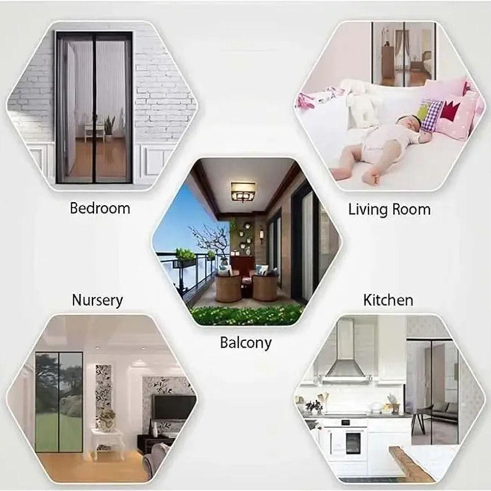 Automatic Closing Anti Mosquito Door Screen Breathable Mesh Door Curtains  Keeps Bugs Out