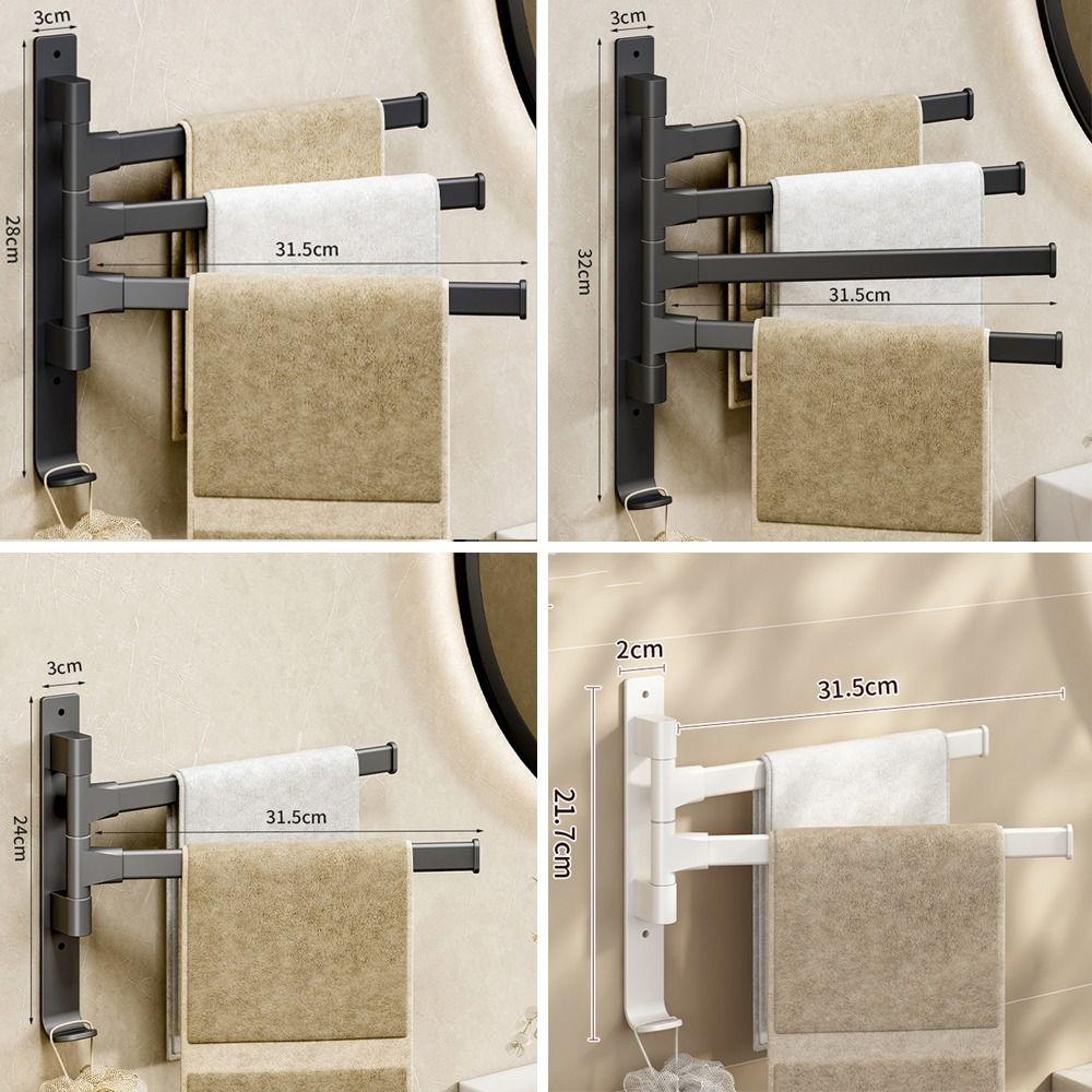 Wall Mount Rotating Towel Rack Hanger Holder Towel Bar Useful Bathroom Shelf