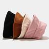 Female Warm Hats Solid Color Streetwear Warmer Folding Big Wide Visor Flat Hats New Plus Plush Corduroy Bucket Hats Accessories