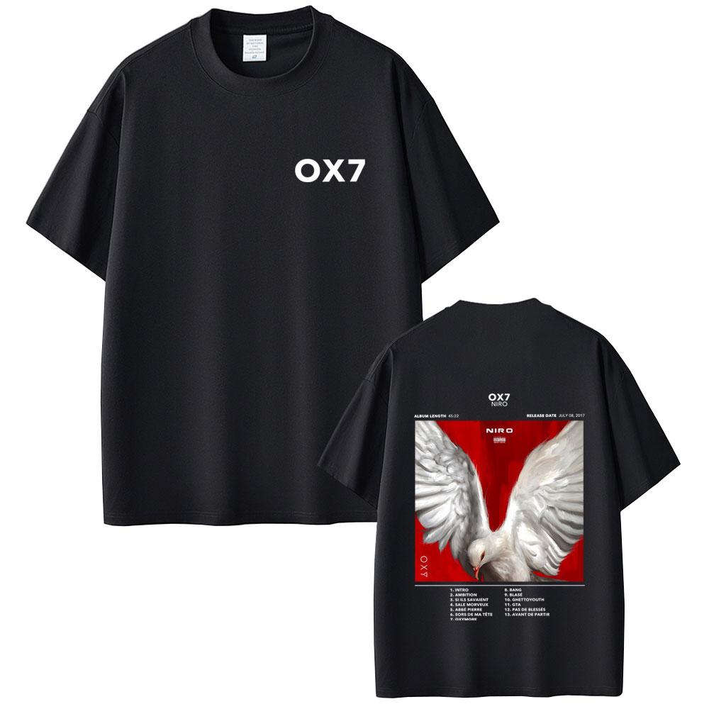 Rapper Niro OX7 Album Double Sided Graphic Tshirt Male Hip Hop Pop Music Streetwear Men Women Fashion Crewneck T-shirt