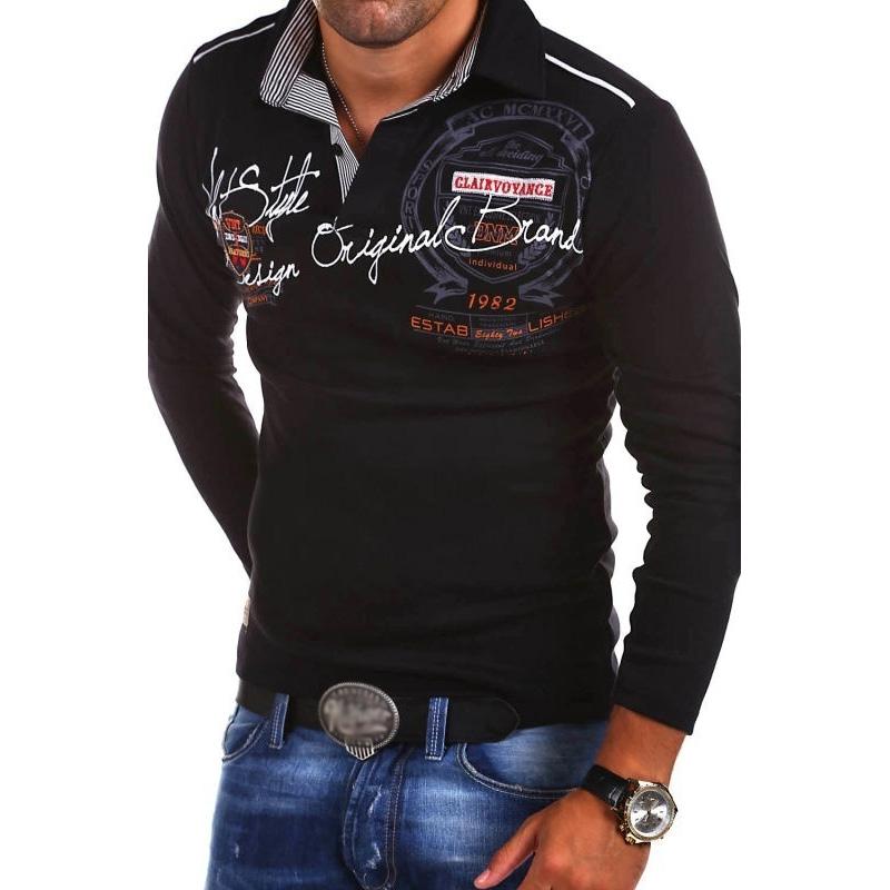 Men's Vintage Long Sleeve Stand Collar Pullover Printed Long Sleeve Top