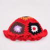 Ins Hyunya Style Hand-Woven Colored Flower Pot Hat Retro Breathable Bag Head Bucket Hat Knitted Hat