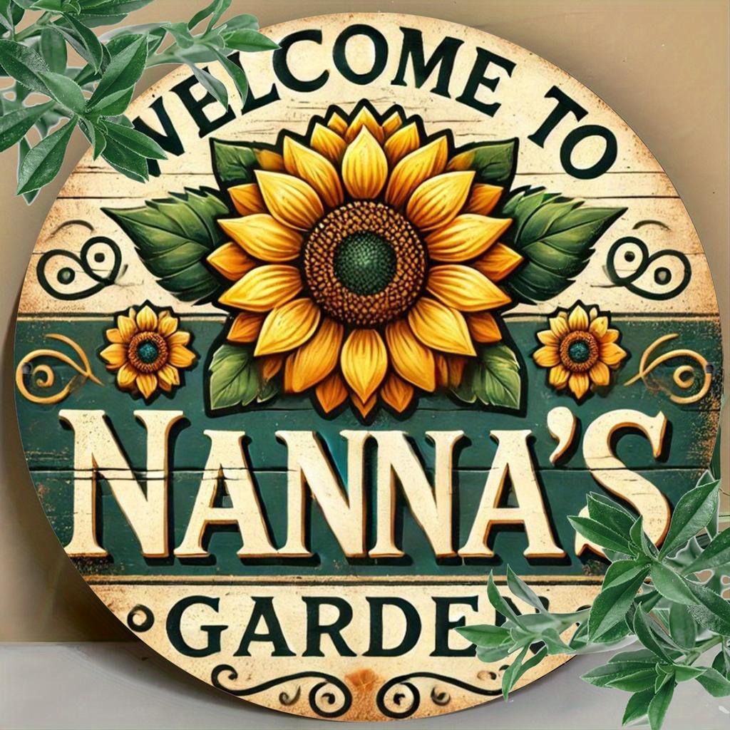 Винтажный круглый алюминиевый знак-венок «Сад бабушки»