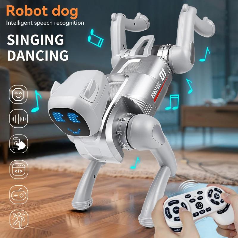 2.4G RC Собака Поющая Танцующая Программируемая Механический Голос Диалог Приложение Удаленное Управление Милое Выражение Щенка Детская Игрушка Рождественские Подарки
