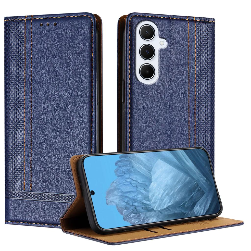 For Samsung Galaxy A26 5G Case L-Shaped Grid Pattern Leather Stand Phone Cover with Card Slots