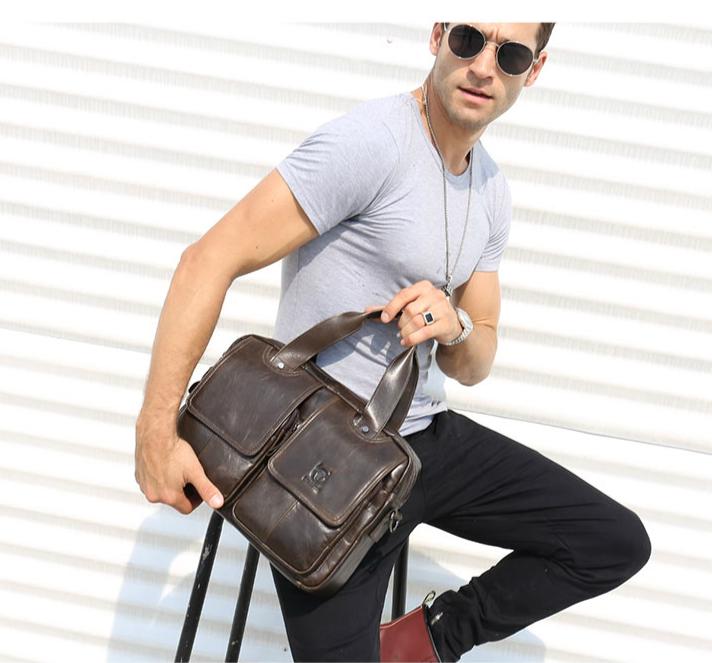 BULLCAPTAIN Сумки на плечо из натуральной кожи, портфель, мужские деловые сумки, сумка для ноутбука