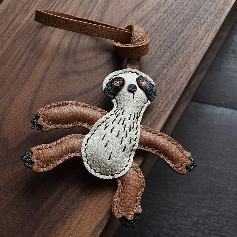 Designer Original Folivora Sloth Handmade Leather Car Key Bag Pendant Personalized Niche Keychain