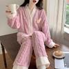 Женская зимняя пижама из кораллового флиса: Плотный, теплый, милый фланелевый комплект домашней одежды