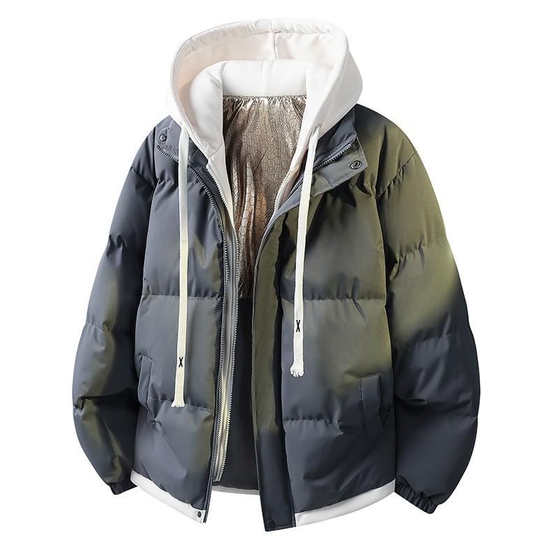 2026 Winter Padded Jacket Faux Two-Piece Thick Warm Windproof Waterproof Hooded Unisex