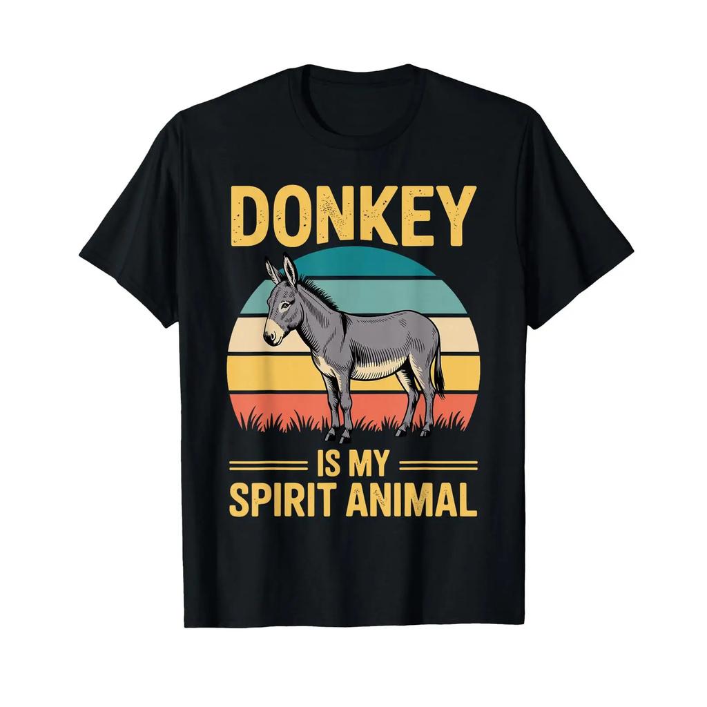 Cute Donkey Design For Pet Animal Lovers T Shirt Vintage Slightly Top For Everyday Wear Stretched Soft Streetwear Unisex