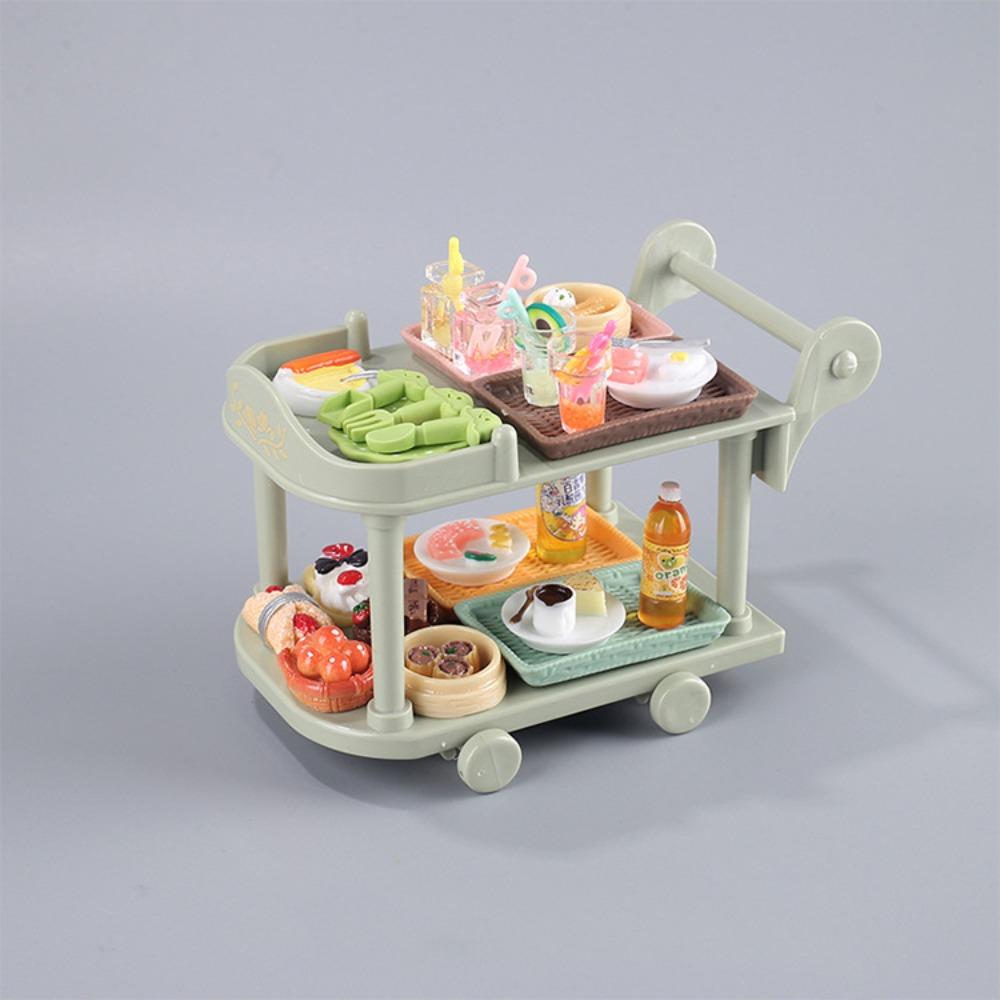 With Food Model Dollhouse Food CartsMini Dinnerware Food and Play Small Food Cart Home Decor