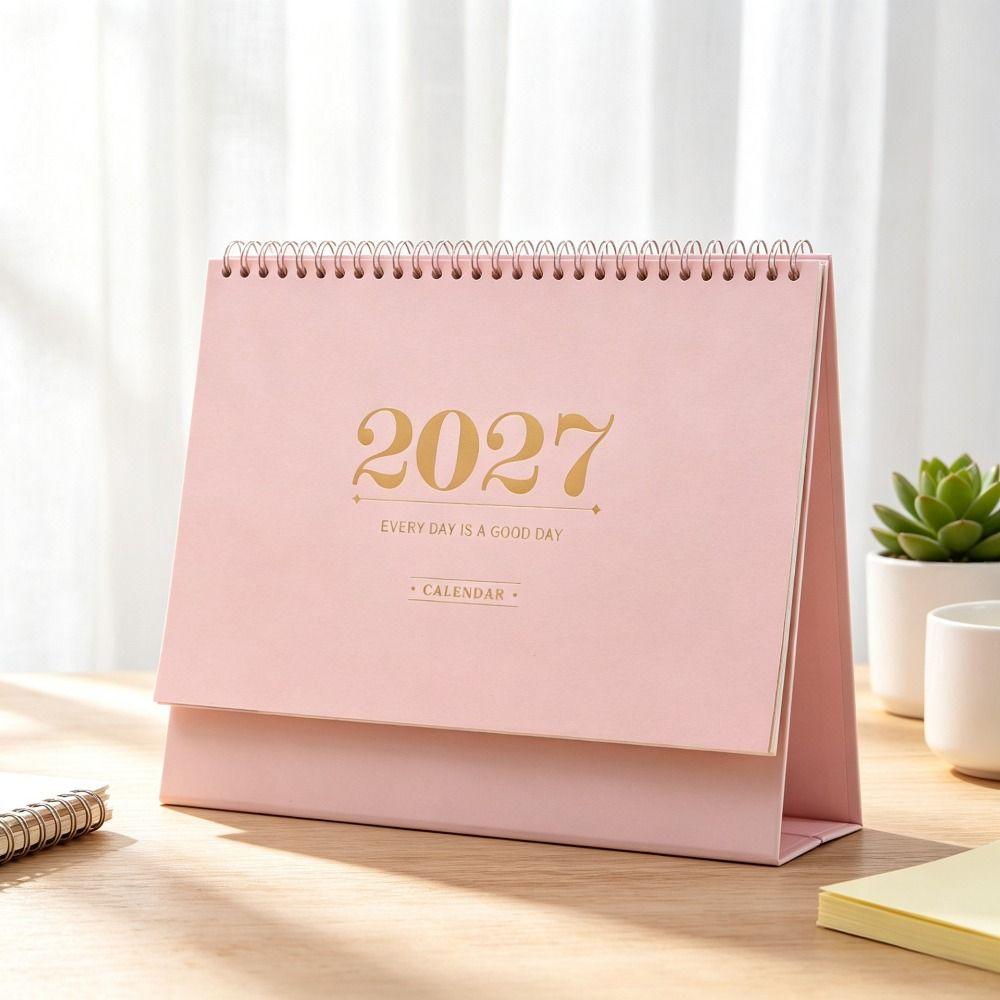 Paper 2027 Desk Calendar Morandi Color Standing Table Calendar Academic Planner Office Desk