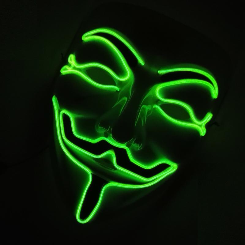 V For Vendetta Mask Cosplay Guy Fawkes Hacker Glowing Mask For Halloween Carnival Decor Props