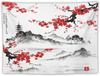 Japanese Red Geisha Tapestry Asian Cherry Blossom Traditional Kimono Folk Tapestries Home Decor Living Room Bedroom Apartment