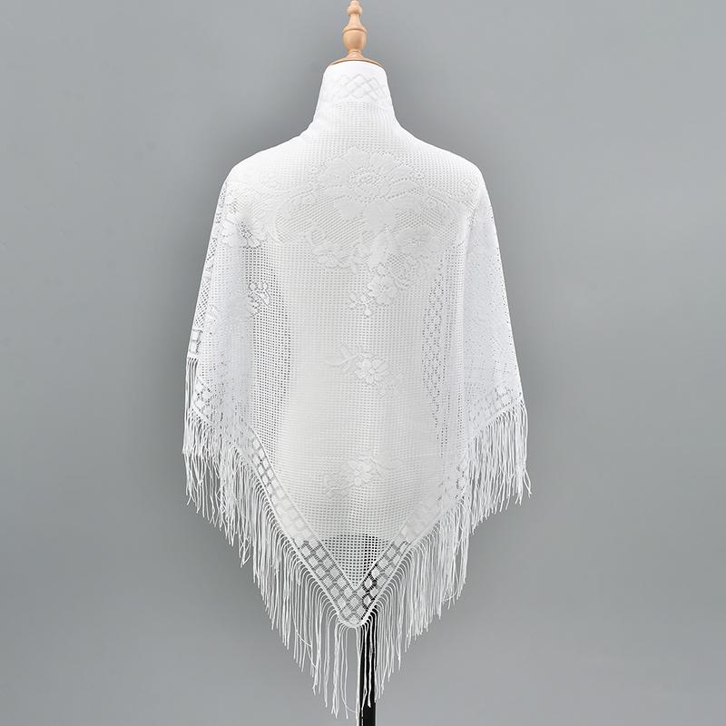 Spanish Mantilla Lace Veil Chapel Scarf For Church Ramadan Hollow Out Embroidery Tessles Stoles Muslim Women Luxury Turban