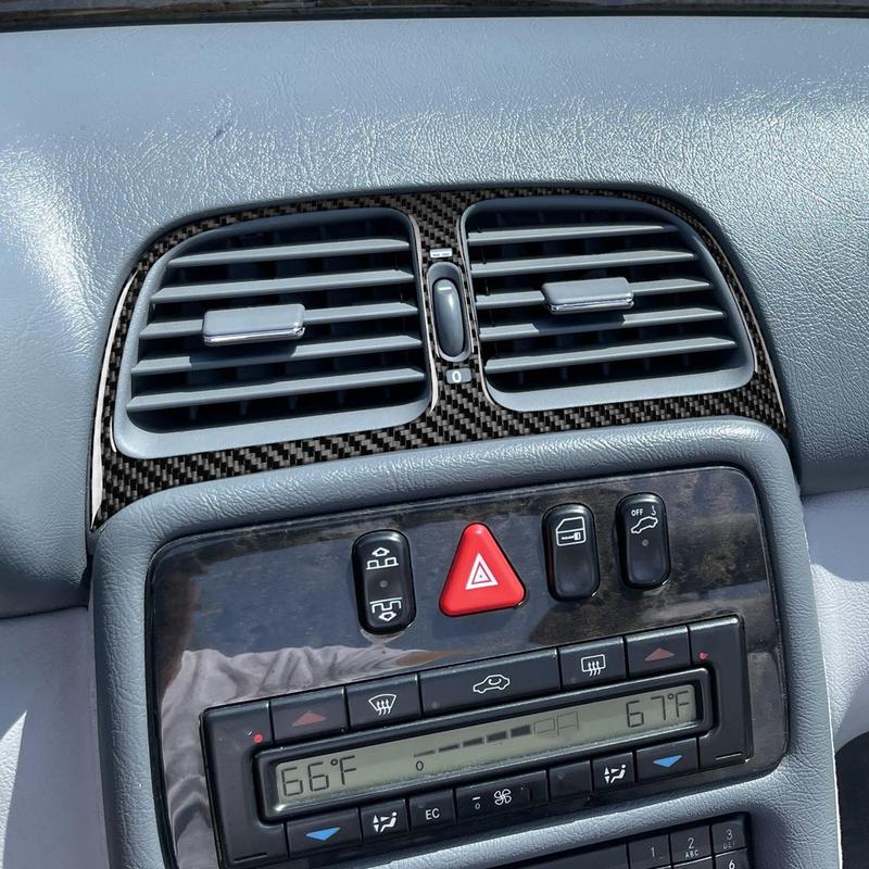For Mercedes-Benz CLK C208 A208 1997-2003 Carbon Fiber Central Air Conditioning Vent Outlet Panel Cover Car Accessories Sticker