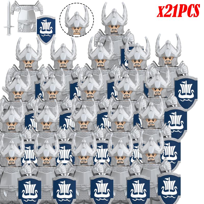 21 шт. MOC Фигурки Игрушка Средневековый Рыцарь Солдат Строительные блоки Кирпичики Подарок