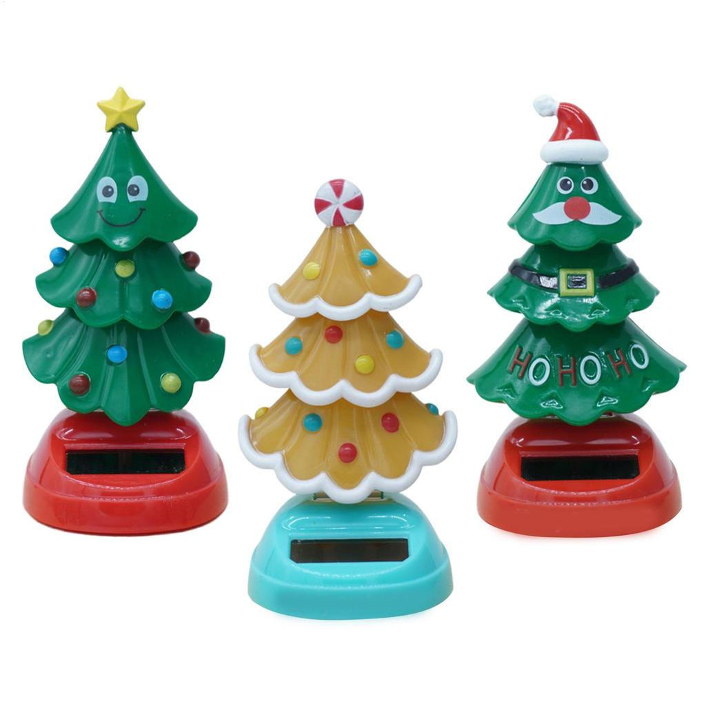 Фигурка-башкотряс Рождественская елка на солнечной батарее, качающаяся, Рождественские фигурки, Новинка, Танцующая кукла с трясущейся головой для украшения стола и приборной панели автомобиля
