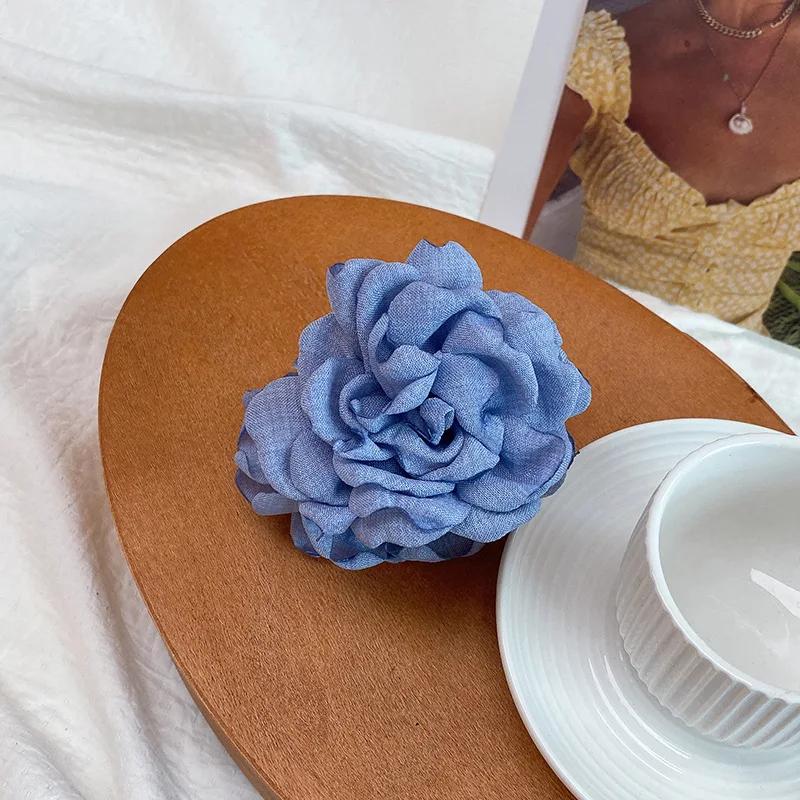 Заколка-краб из ткани с цветком розы для женщин и девочек, корейская мода, заколки, пластиковые зажимы для волос, головные уборы, аксессуары для укладки волос