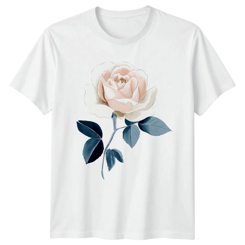 Rose Watercolor Floral Roses Mens T-Shirt Womens Tee Graphic Apparel