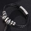 Punk Rock Skull Stainless Steel Charm Bracelet Of Men Jewelry Braided Double Layer Rope Leather Bangles Male Gift