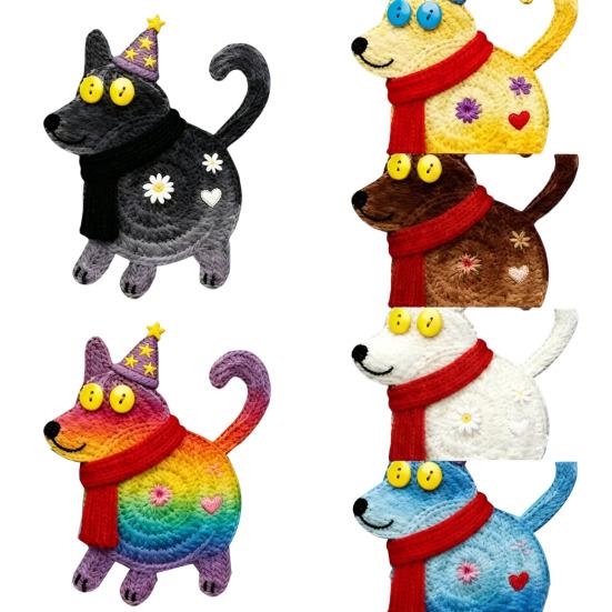 6PCS Wooden Coaster Cute Insulation Non-Slip Design Puppy Shape Thermal Durable
