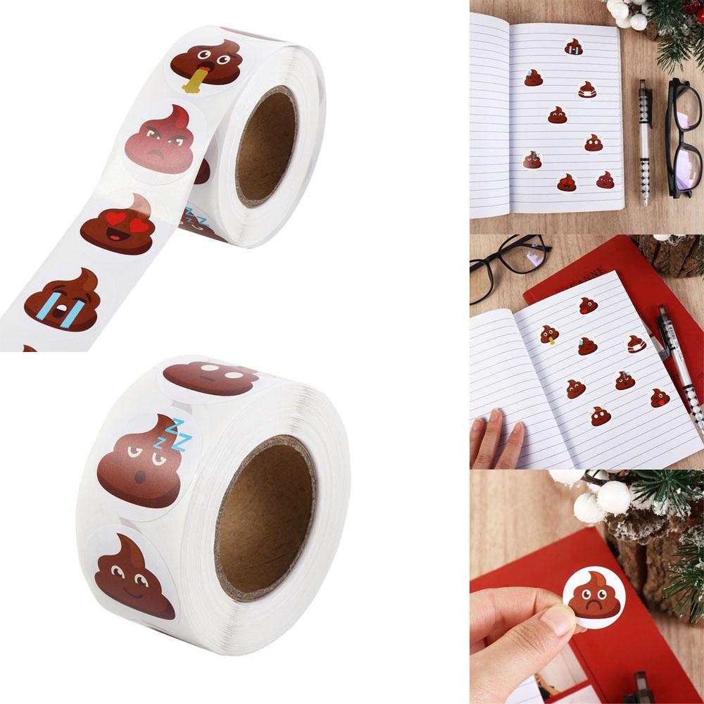 500pcs Kids Toys Self-adhesive Poop Emoticons Sticker Seal 1inch Stationery Sticker Funny Reward Sticker Teacher