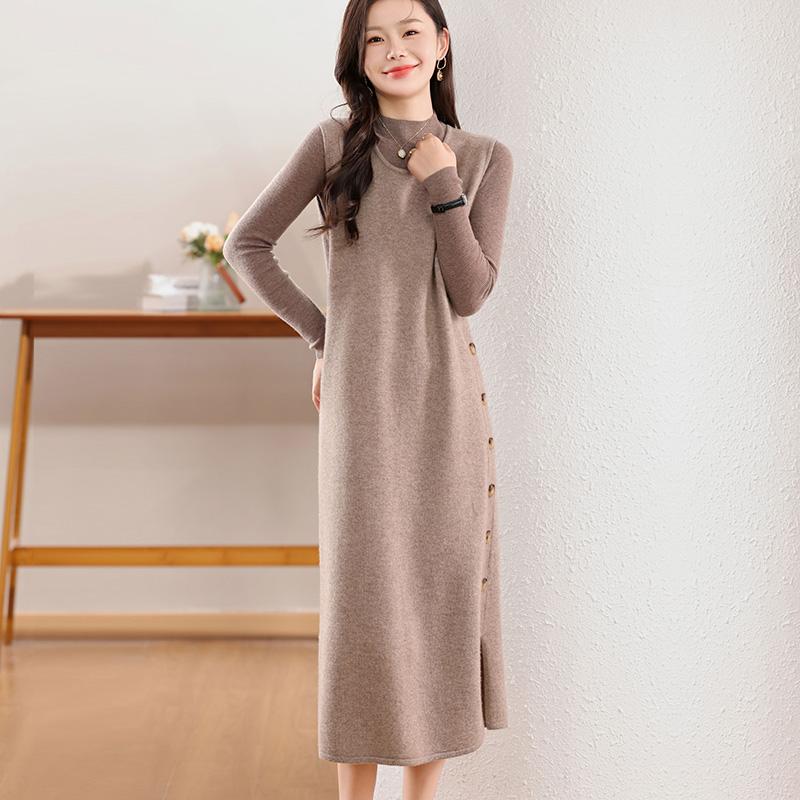 Женское кашемировое платье Qinghe кашемир 30% кашемир 70% шерсть осенне-зимняя кашемировая юбка мягкая и теплая
