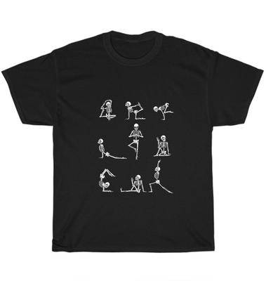 Yoga Skeleton Skull Meditating Stretching Yoga Fan Lover T-Shirt Unisex Tee Gift