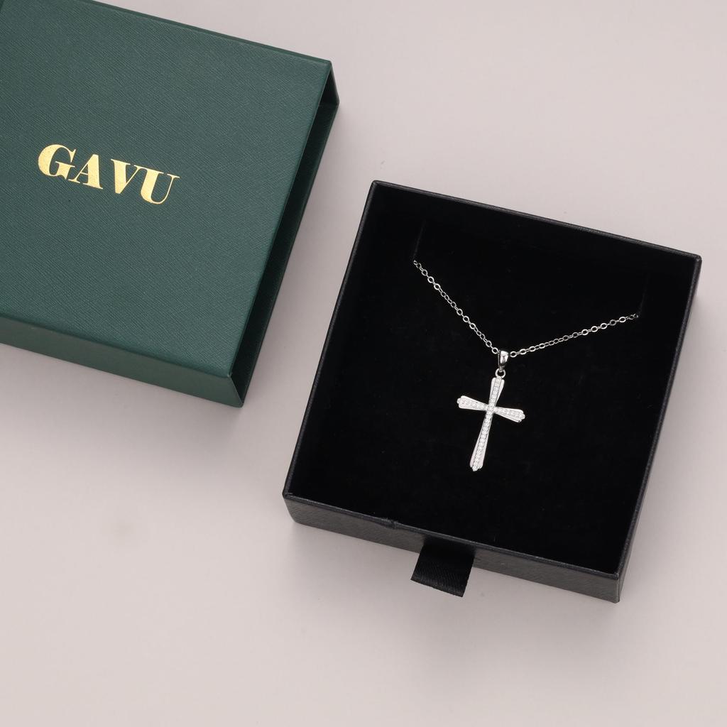 Ожерелье с крестом из стерлингового серебра 925 пробы и циркония для женщин [GAVU]