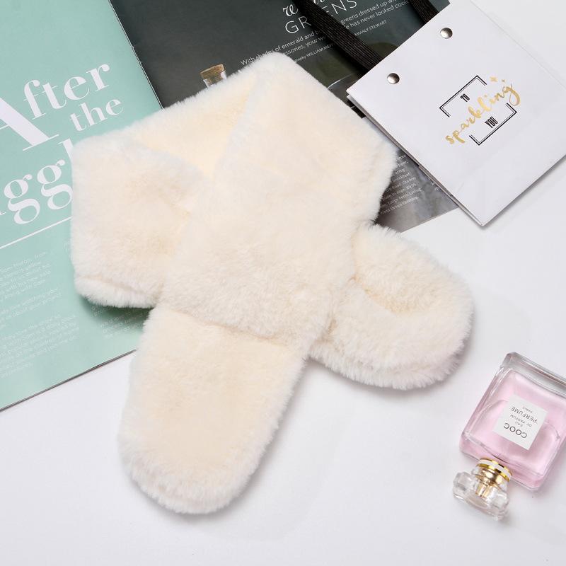 Детский шарф зимний мультяшный плюшевый детский шарф для мальчиков и девочек теплый крест имитация кроличьей шерсти детский шейный платок