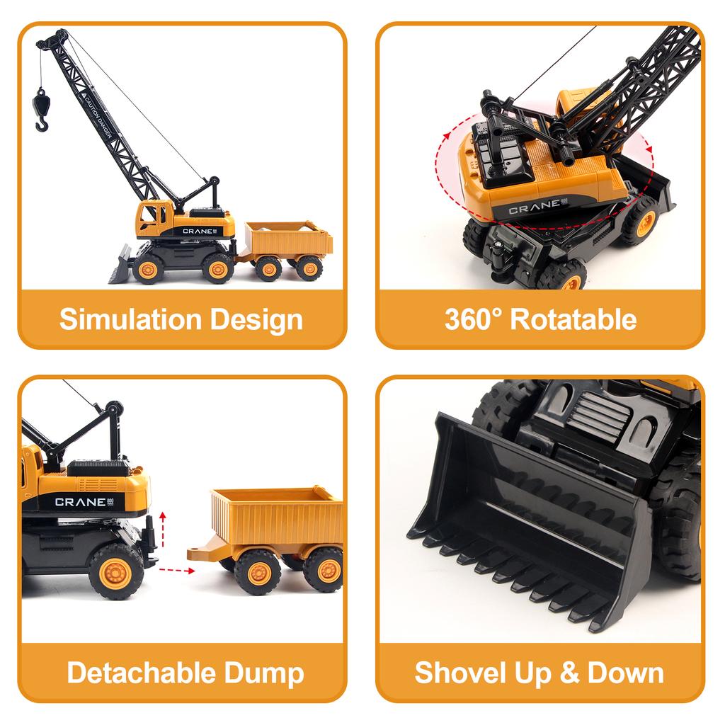 1:55 Строительный инженерный кран, набор машин, игрушка с самосвалом, игрушка, модель бульдозера, игрушки, подарки для малышей, детей и мальчиков
