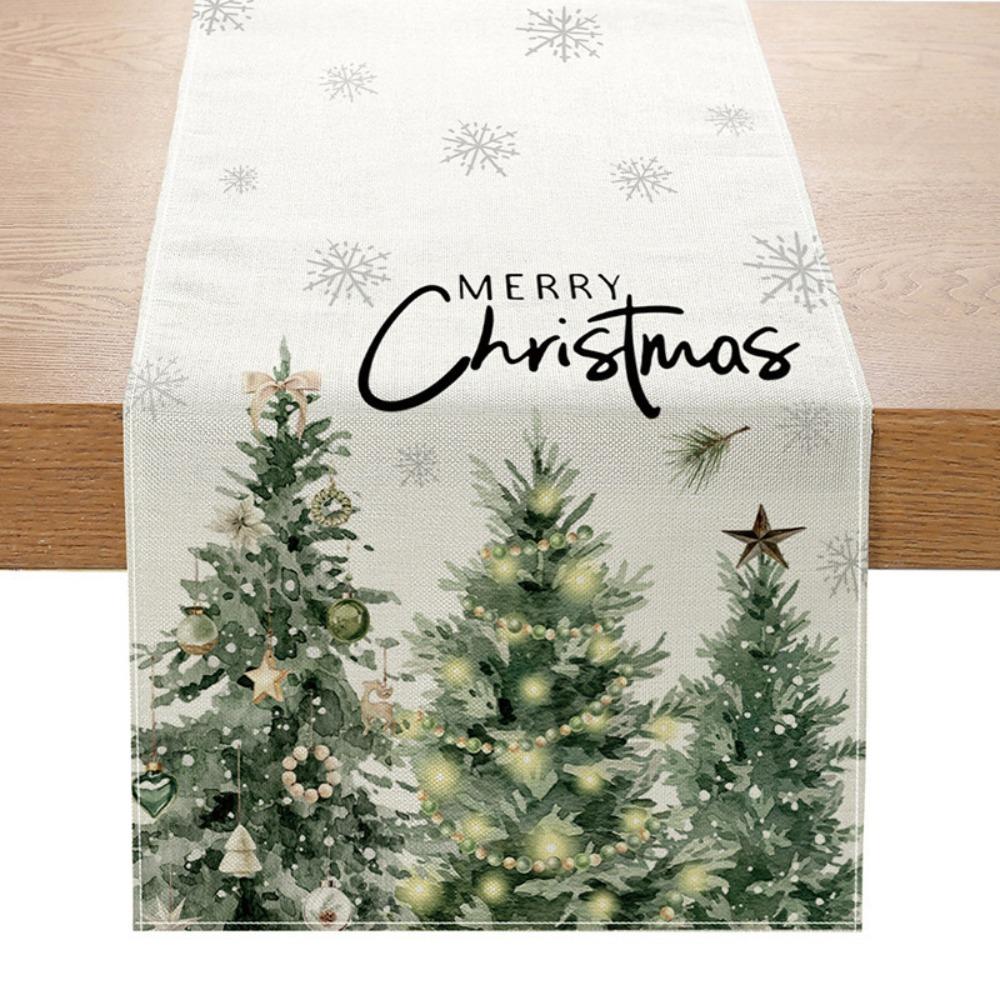 Праздничная скатерть-дорожка Рождественское украшение Принт Льняная настольная салфетка Маленькая накидка на обеденный стол
