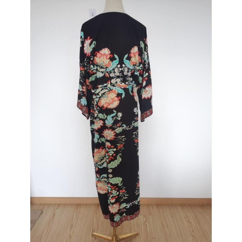 Плюс Размер Женский Пляжный Принт Кардиган Бикини Солнцезащитный Купальник С Накидкой