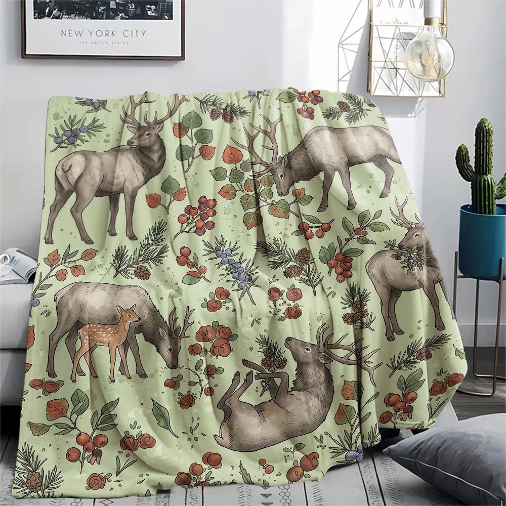 Retro Animal Parrot Horse Print Flannel Blanket High quality Comfortable for All Seasons Home Decor Warmth and Comfort Perfect for Christmas Gifts